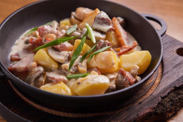 Свинина в Имбирном соусе с картофелем и грибами